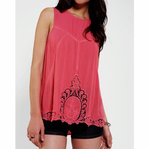 Urban Outfitters Tops - UO Pins And Needles Crochet Inset Gauze Top L